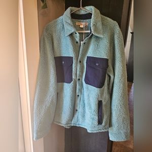NWT Outerknown Men's Skyline Fleece Sherpa Shirt Jacket blue size medium